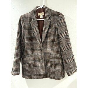 Aubergine cardigan womens career casual wool blend size 8 plaid checked coat